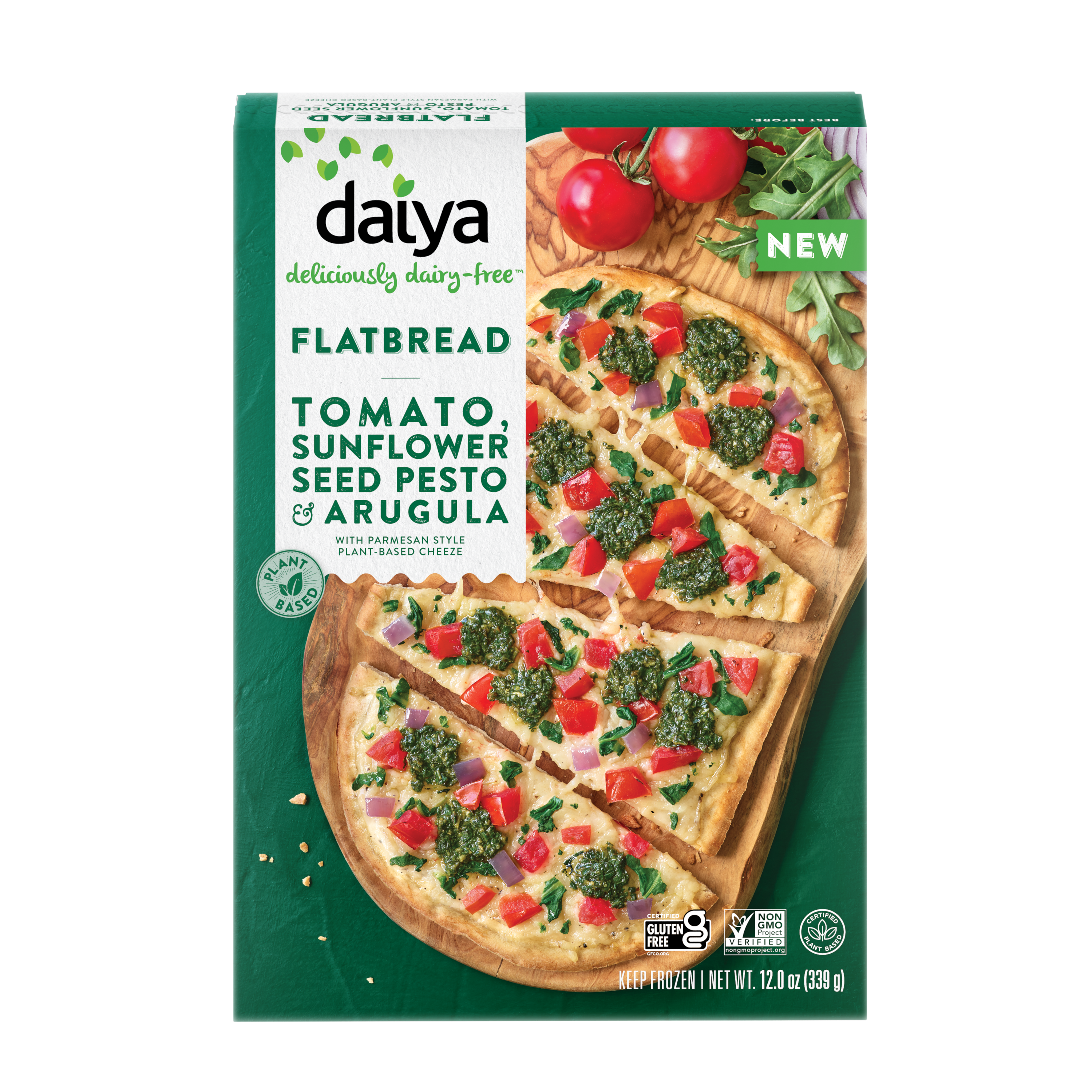 Tomato, Sunflower Seed Pesto & Arugula Flatbread